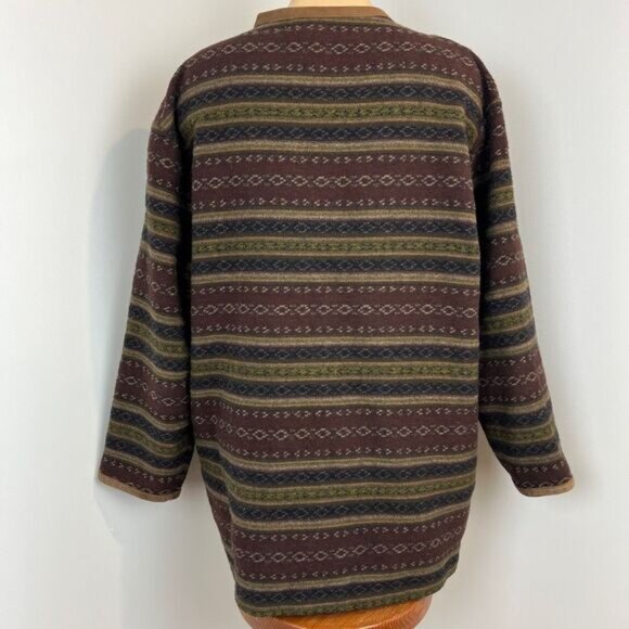 Vintage Marie Claire Women's Large Wool Blend Cardigan Sweater Shacket Fair Isle - Picture 8 of 14